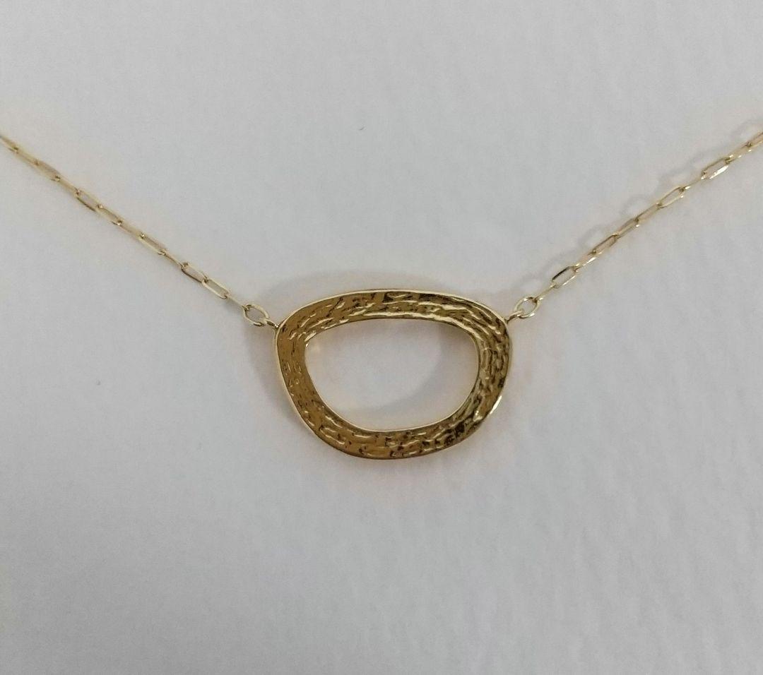 Agete 18K gold diamond necklace with 40cm adjustable chain and 13mm motif