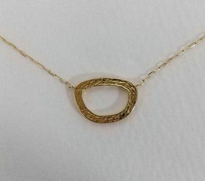 Agete 18K gold diamond necklace with 40cm adjustable chain and 13mm motif