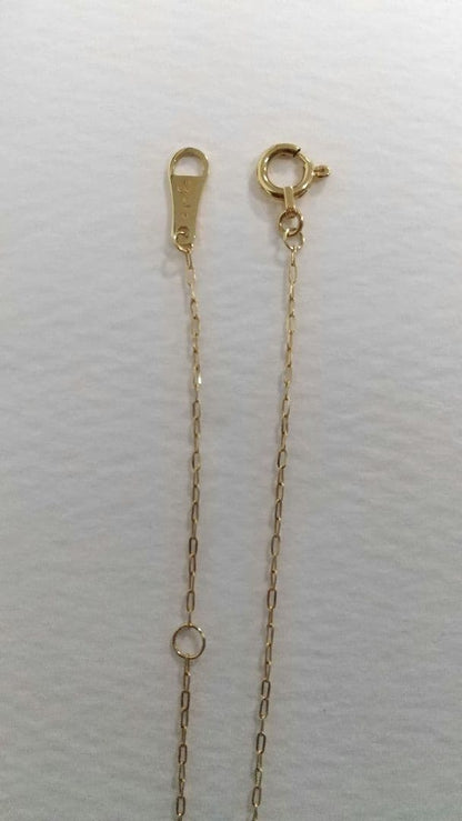 Agete 18K gold diamond necklace with 40cm adjustable chain and 13mm motif