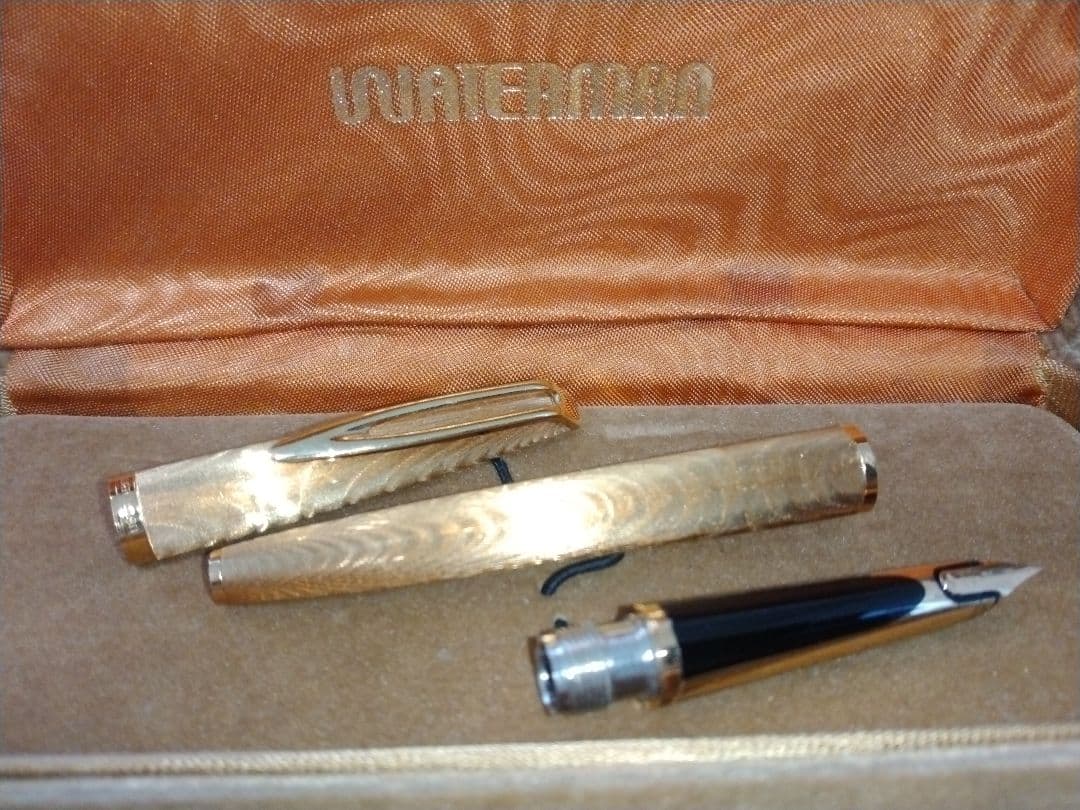 WATERMAN Fountain Pen PLAQUE OR G 18K 750 gold nib with original box in home storage condition