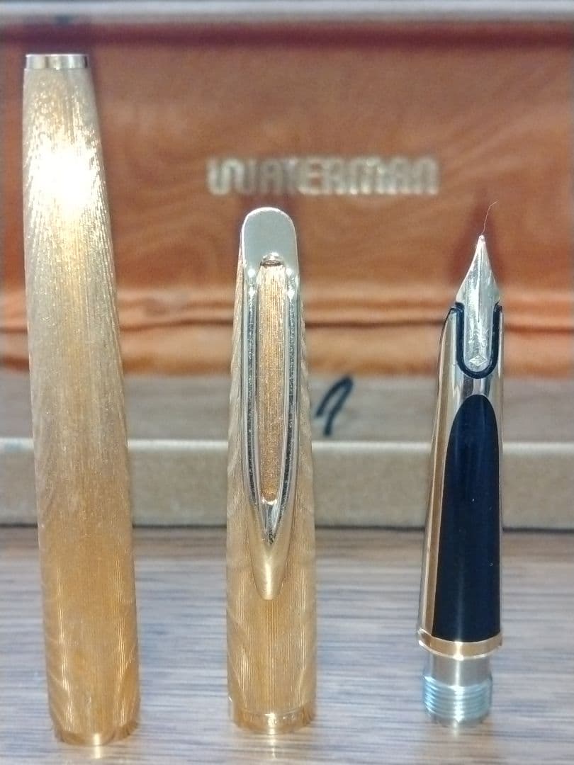 WATERMAN Fountain Pen PLAQUE OR G 18K 750 gold nib with original box in home storage condition
