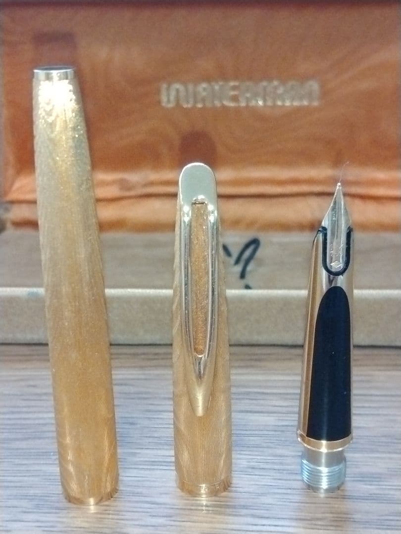 WATERMAN Fountain Pen PLAQUE OR G 18K 750 gold nib with original box in home storage condition