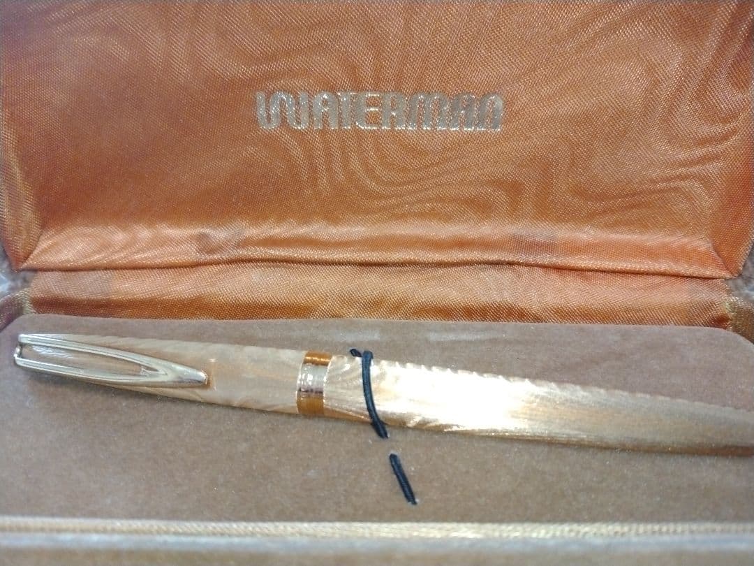 WATERMAN Fountain Pen PLAQUE OR G 18K 750 gold nib with original box in home storage condition