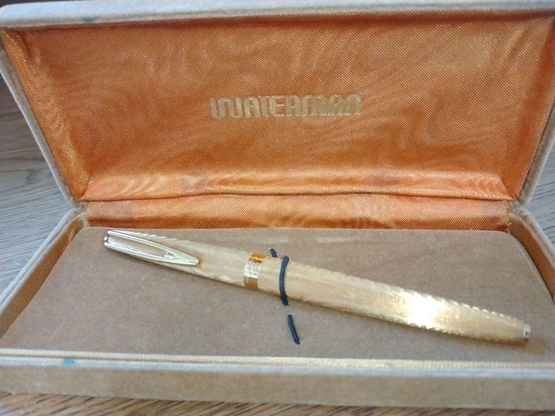 WATERMAN Fountain Pen PLAQUE OR G 18K 750 gold nib with original box in home storage condition
