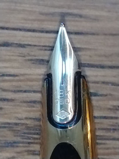 WATERMAN Fountain Pen PLAQUE OR G 18K 750 gold nib with original box in home storage condition
