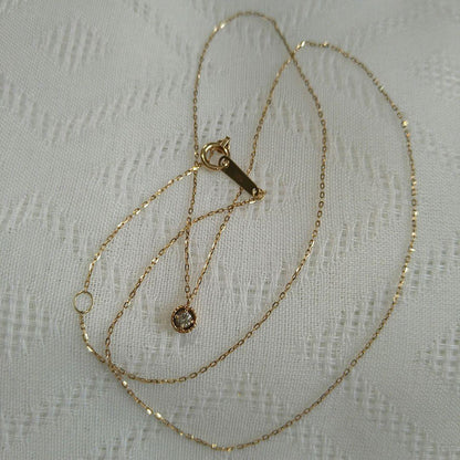 Agete K10 yellow gold diamond necklace with 0.03ct diamond and 40 cm chain