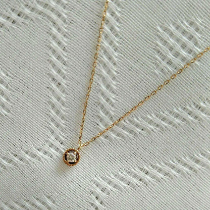Agete K10 yellow gold diamond necklace with 0.03ct diamond and 40 cm chain
