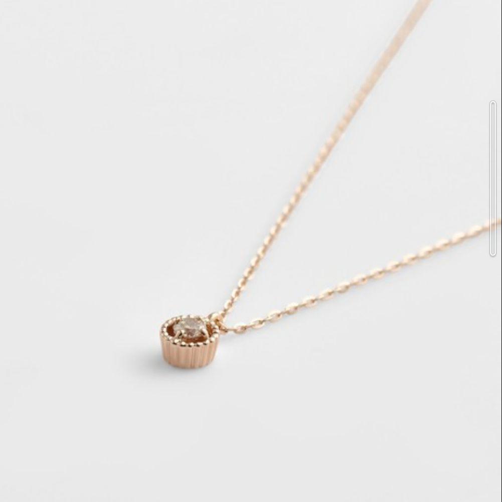 Agete K10 yellow gold diamond necklace with 0.03ct diamond and 40 cm chain