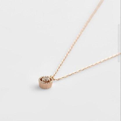 Agete K10 yellow gold diamond necklace with 0.03ct diamond and 40 cm chain