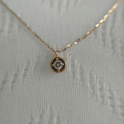 Agete K10 yellow gold diamond necklace with 0.03ct diamond and 40 cm chain