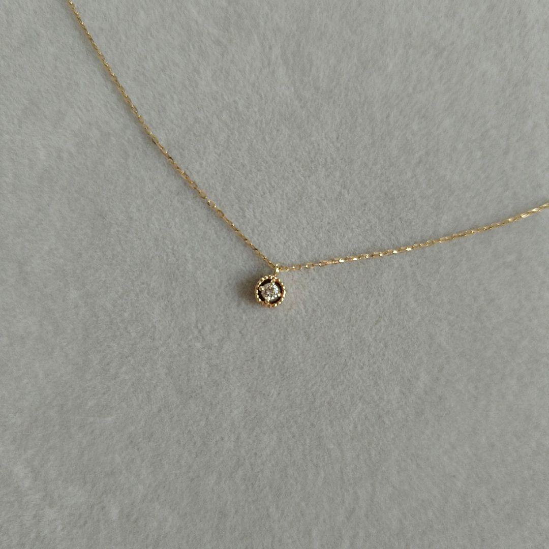 Agete K10 yellow gold diamond necklace with 0.03ct diamond and 40 cm chain