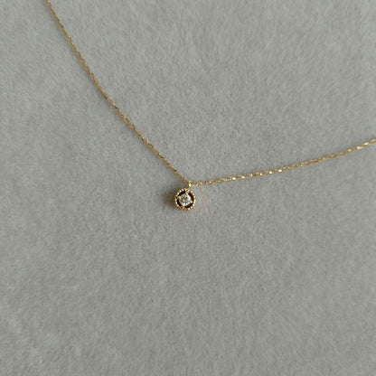 Agete K10 yellow gold diamond necklace with 0.03ct diamond and 40 cm chain