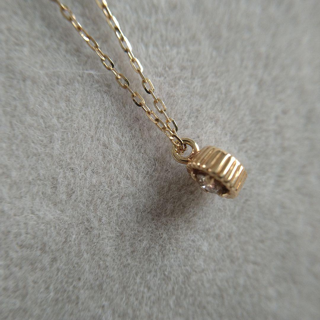 Agete K10 yellow gold diamond necklace with 0.03ct diamond and 40 cm chain