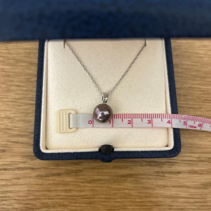 Mikimoto black cultured pearl pendant in 18K white gold with removable 40cm chain