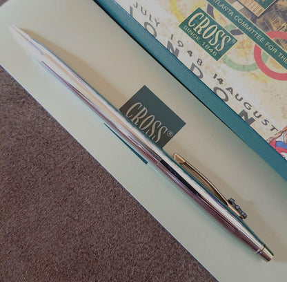 Rare Cross Atlanta Olympic commemorative ballpoint pen in good condition with original accessories