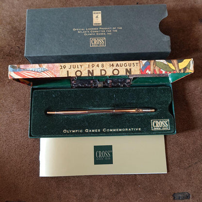 Rare Cross Atlanta Olympic commemorative ballpoint pen in good condition with original accessories