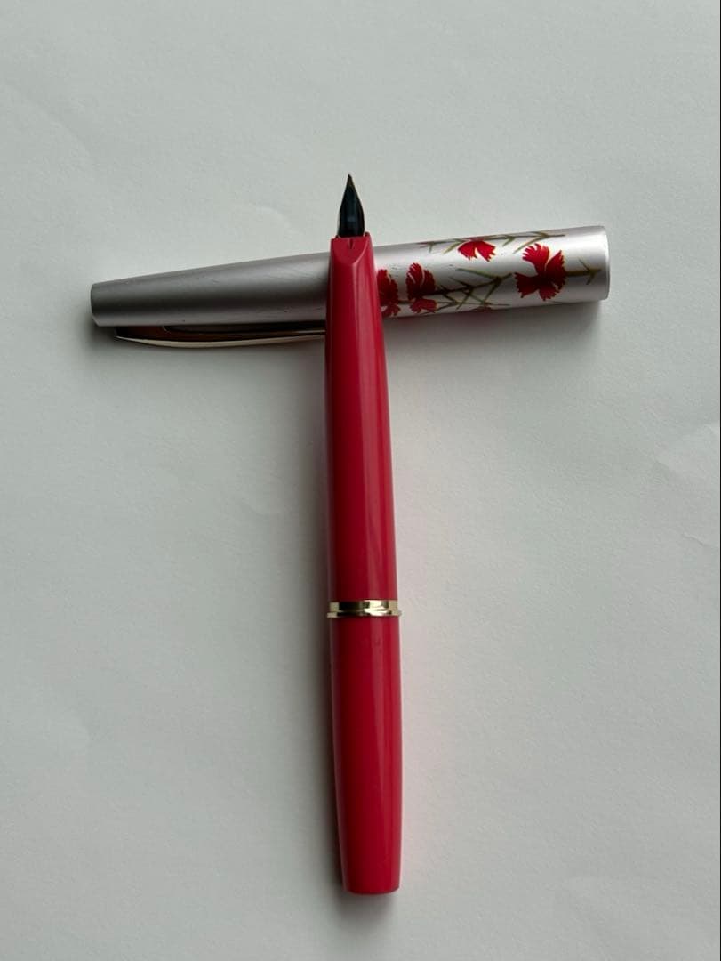 Close-up of PILOT Fountain Pen Model 14K-585 with gold nib and black barrel