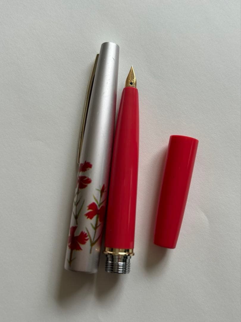 Close-up of PILOT Fountain Pen Model 14K-585 with gold nib and black barrel