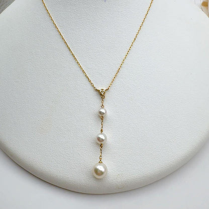 Mikimoto Necklace k18 featuring 4.7-7.2mm pearls, 39.5cm length, displayed on a white background