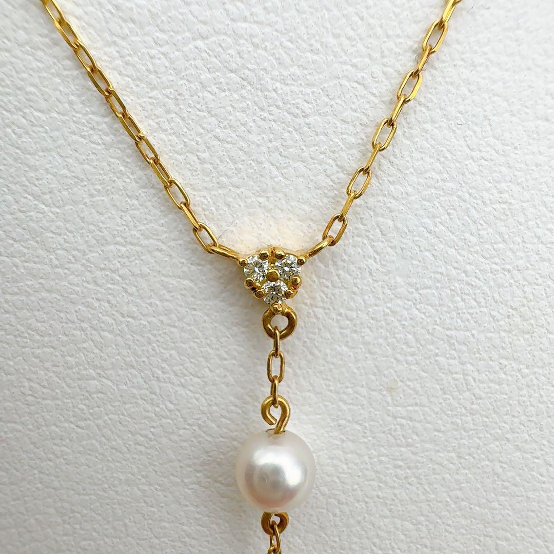 Mikimoto Necklace k18 featuring 4.7-7.2mm pearls, 39.5cm length, displayed on a white background
