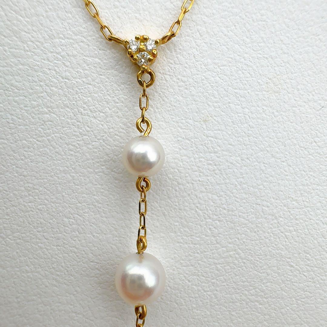 Mikimoto Necklace k18 featuring 4.7-7.2mm pearls, 39.5cm length, displayed on a white background