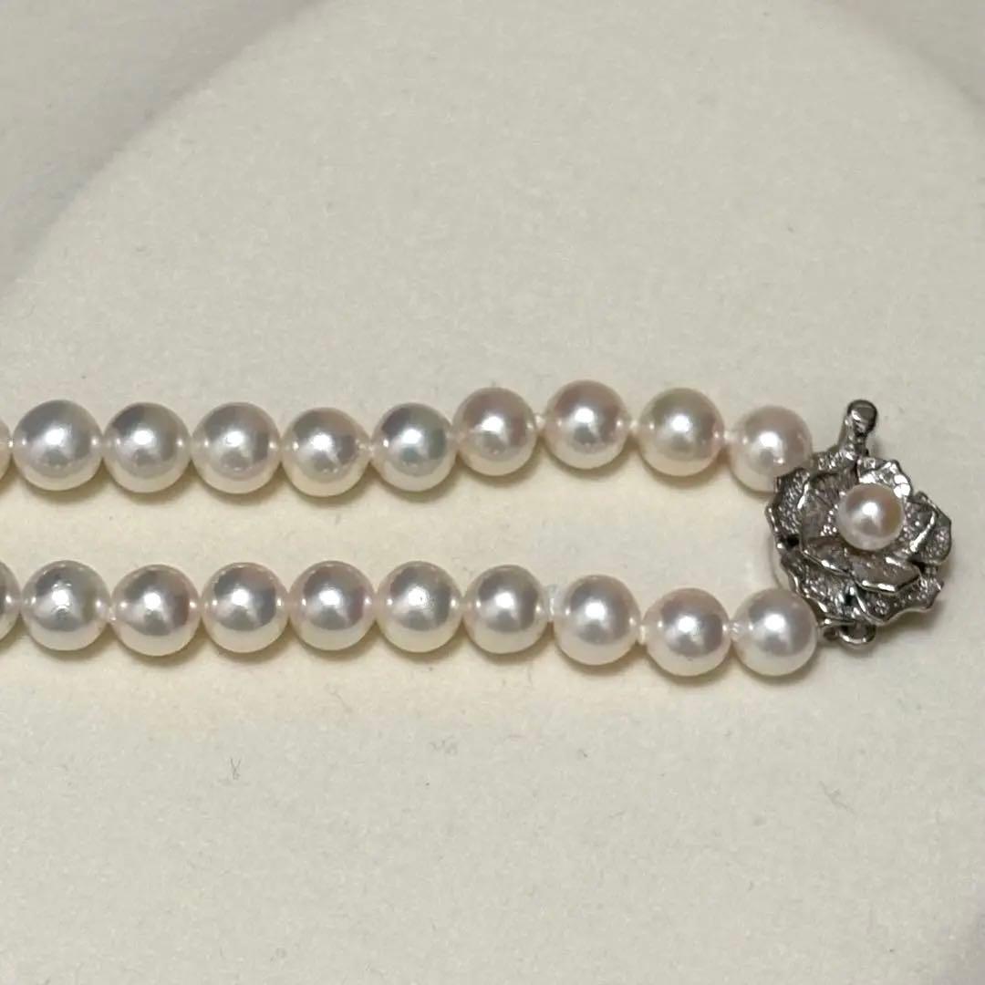 Akoya genuine pearl necklace approximately 42cm long with 6.0-6.5mm round white pearls