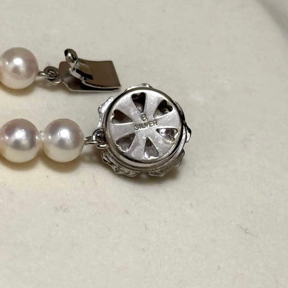 Akoya genuine pearl necklace approximately 42cm long with 6.0-6.5mm round white pearls