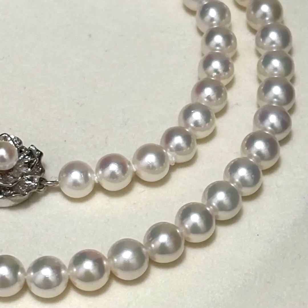 Akoya genuine pearl necklace approximately 42cm long with 6.0-6.5mm round white pearls