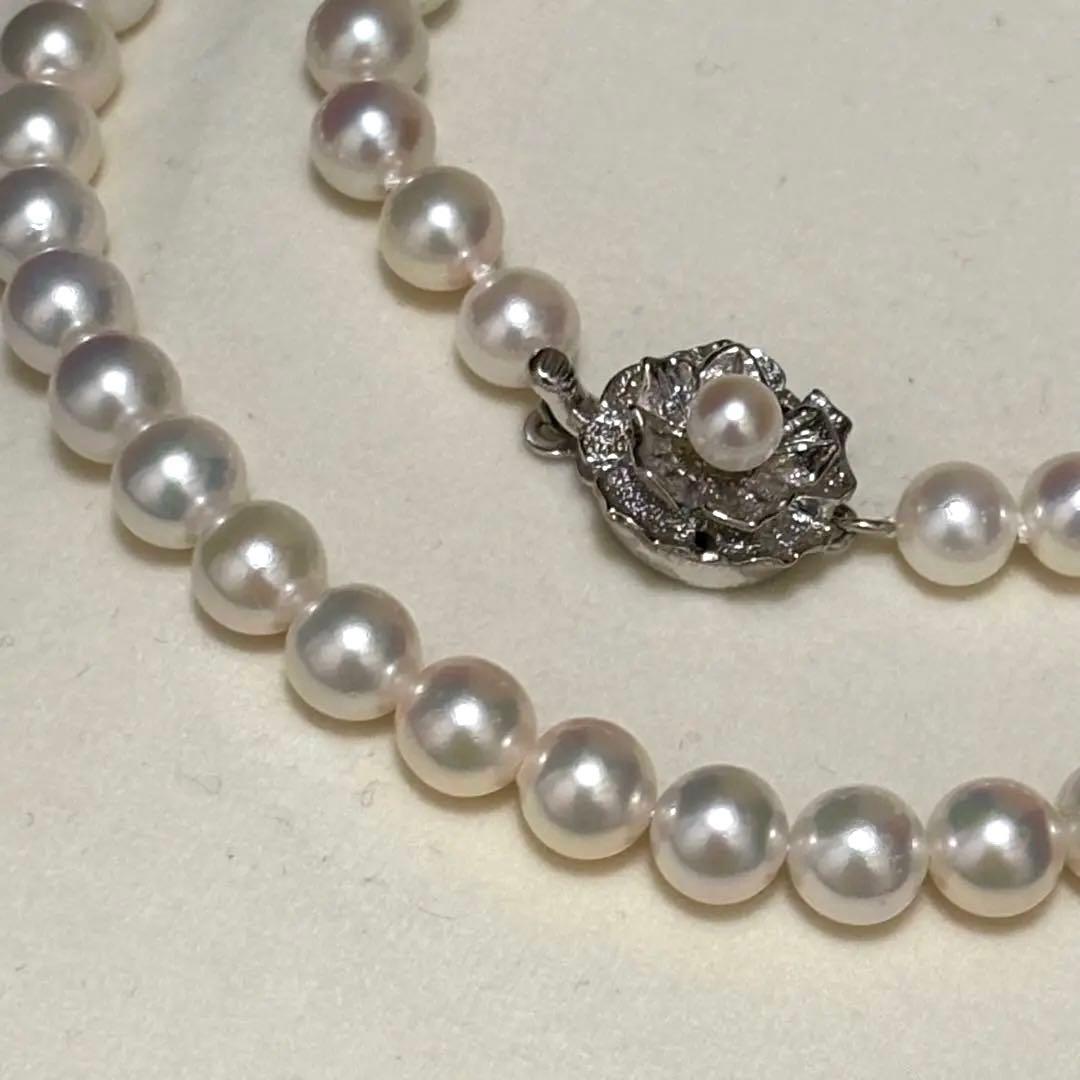 Akoya genuine pearl necklace approximately 42cm long with 6.0-6.5mm round white pearls