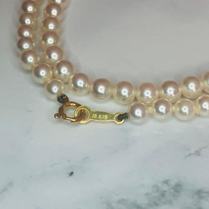 Mikimoto Akoya baby pearl necklace with 4mm pearls and 7mm single pearl top on K18 clasp