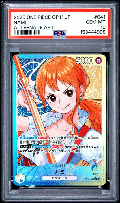 PSA 10 One Piece Nami L — OP11-041 — Japanese