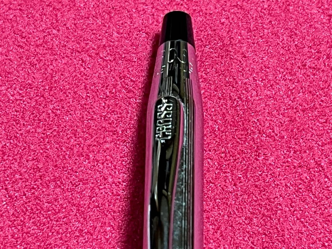 Cross Chrome Century ballpoint pen with old logo, metal body, showing used condition and minor scratches
