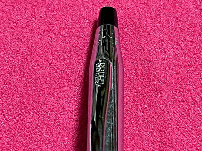 Cross Chrome Century ballpoint pen with old logo, metal body, showing used condition and minor scratches