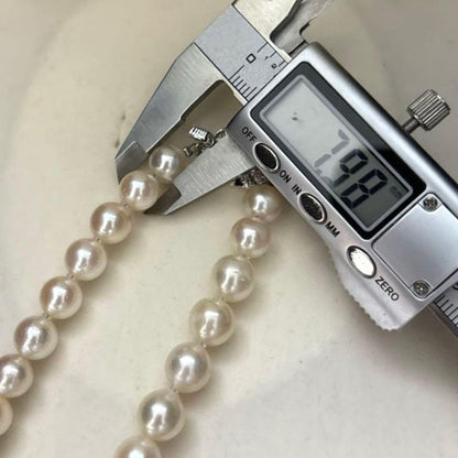 Large Akoya pearls necklace with 9mm white gold pearls on a 43cm strand