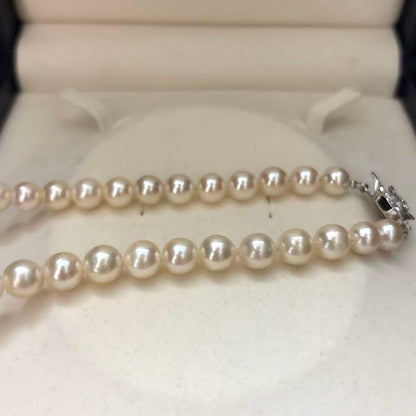 Large Akoya pearls necklace with 9mm white gold pearls on a 43cm strand