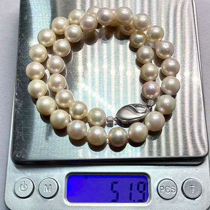 Super Large Akoya Pearl Necklace 40cm with 9.5-10mm pearls and matching 10mm pearl earrings with silver clasps