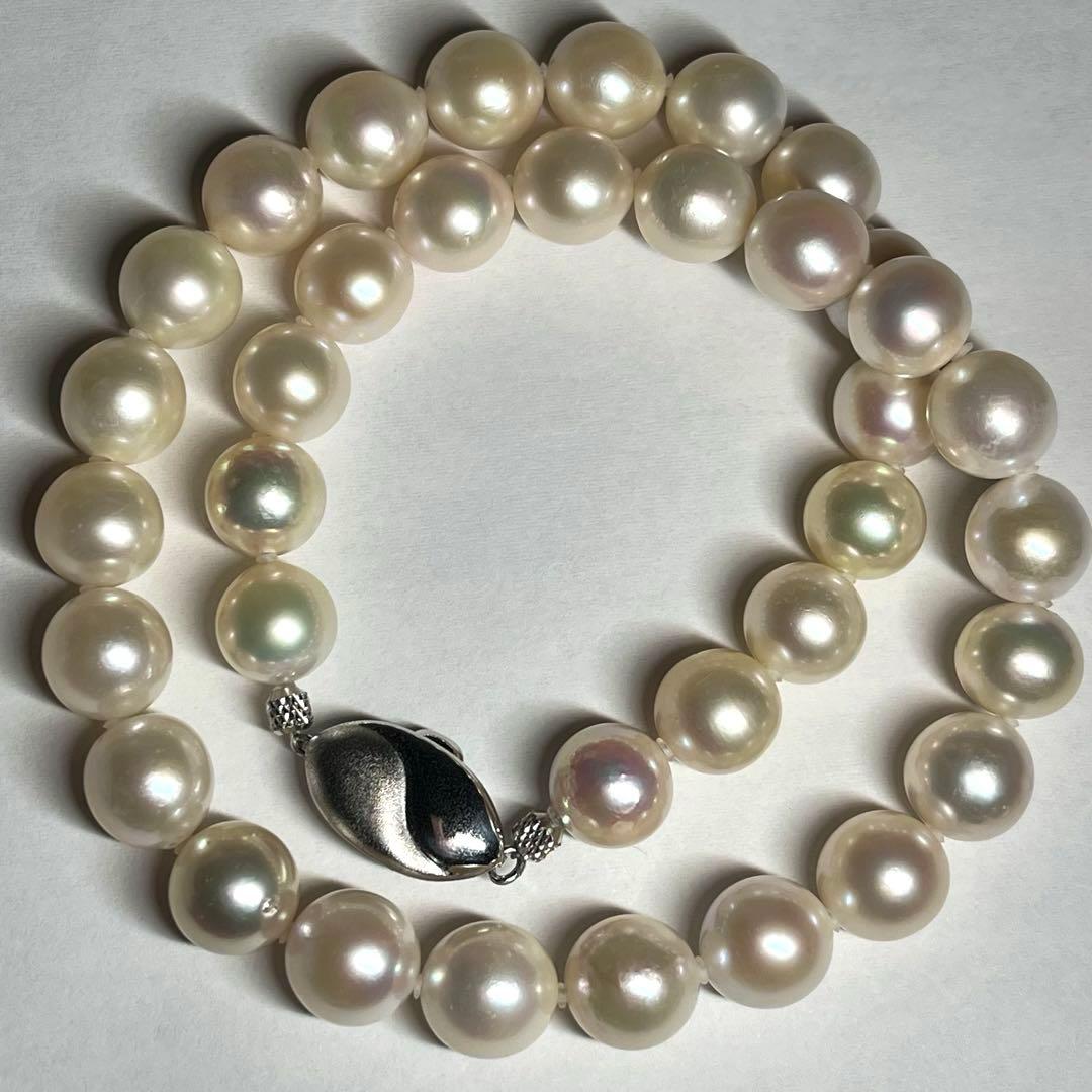 Super Large Akoya Pearl Necklace 40cm with 9.5-10mm pearls and matching 10mm pearl earrings with silver clasps