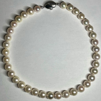 Super Large Akoya Pearl Necklace 40cm with 9.5-10mm pearls and matching 10mm pearl earrings with silver clasps