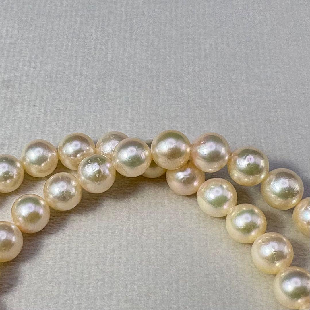 Akoya pearl necklace with 6.6-7.0mm round genuine pearls and silver clasp, 44cm length