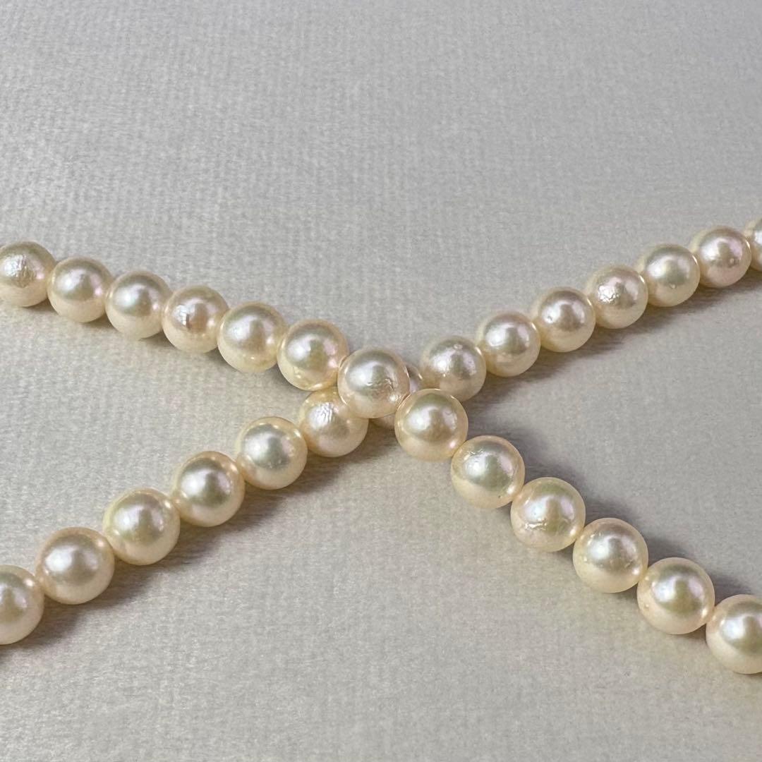 Akoya pearl necklace with 6.6-7.0mm round genuine pearls and silver clasp, 44cm length