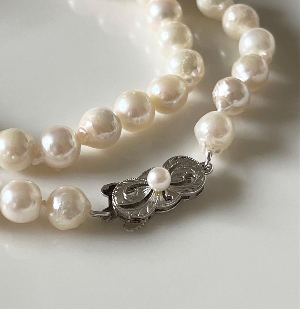 Akoya pearl baroque necklace with 6.5-7mm pearls and silver clasp, length 42cm