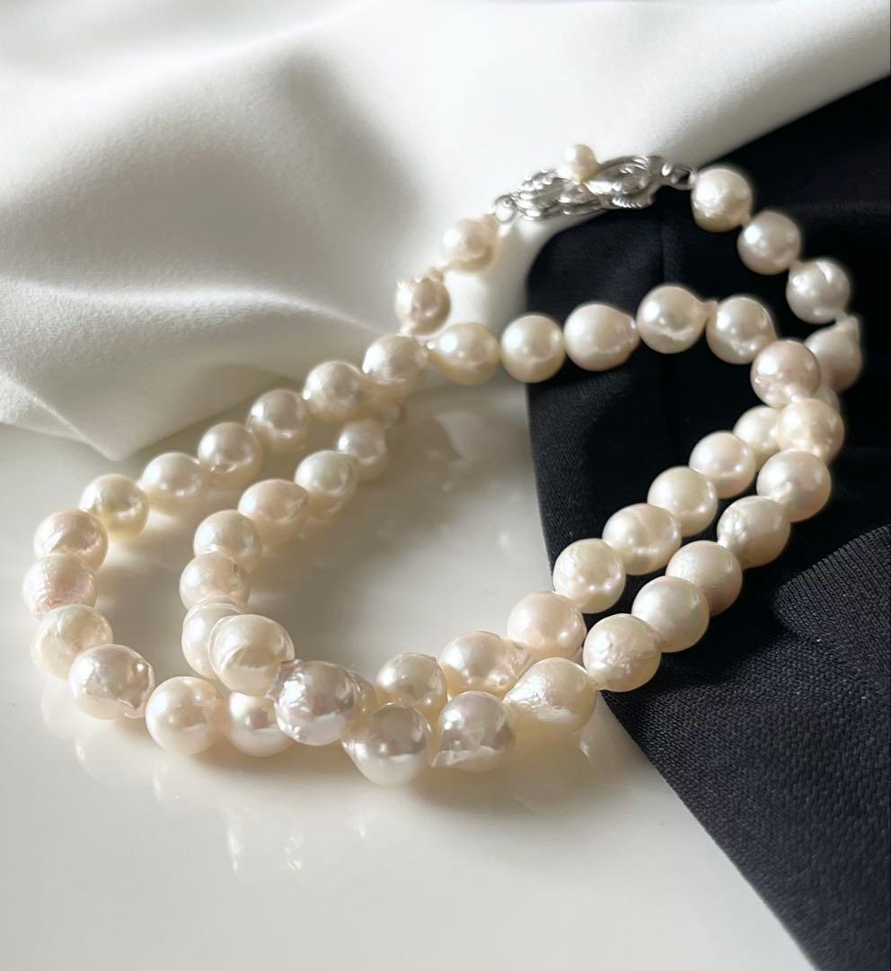 Akoya pearl baroque necklace with 6.5-7mm pearls and silver clasp, length 42cm