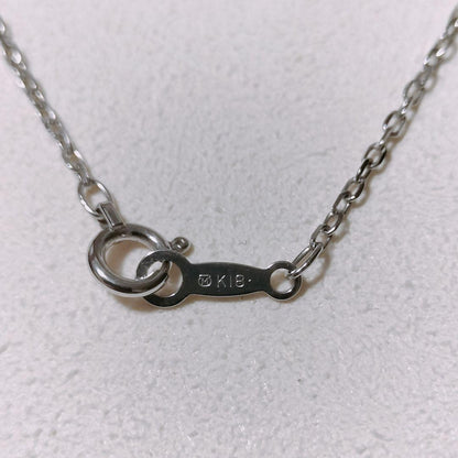 Mikimoto diamond and Akoya pearl necklace in 18K white gold with 7.8mm pearls and clasp markings