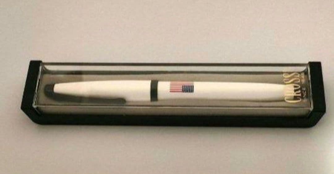 Cross USA Flag Ballpoint Pen with transparent cover and included case showing printed guarantee