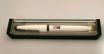 Cross USA Flag Ballpoint Pen with transparent cover and included case showing printed guarantee