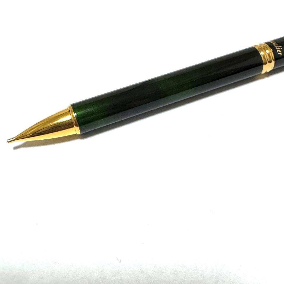 Rare discontinued Pilot Cavalier mechanical pencil with green body, gold clip, 0.5mm lead, and included case