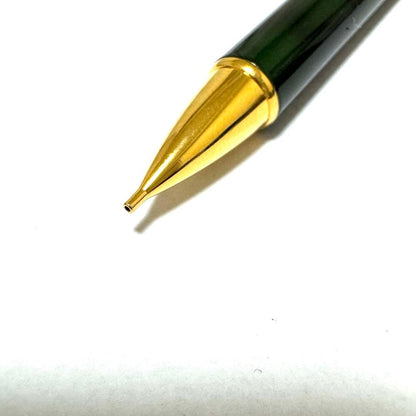 Rare discontinued Pilot Cavalier mechanical pencil with green body, gold clip, 0.5mm lead, and included case