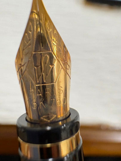Waterman fountain pen with 18K gold nib and converter, made in France, shown in used condition