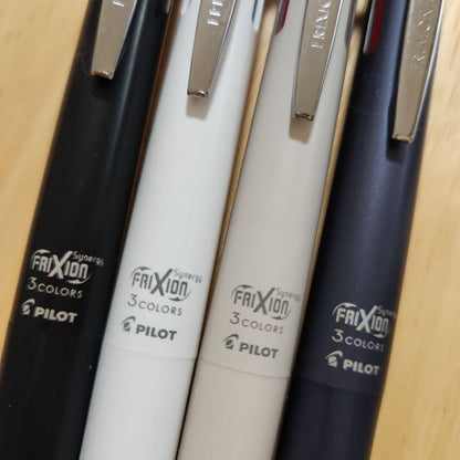 PILOT FRIXION SYNERGY 3 ballpoint pen with black, red, and blue gel ink and 0.4mm tip