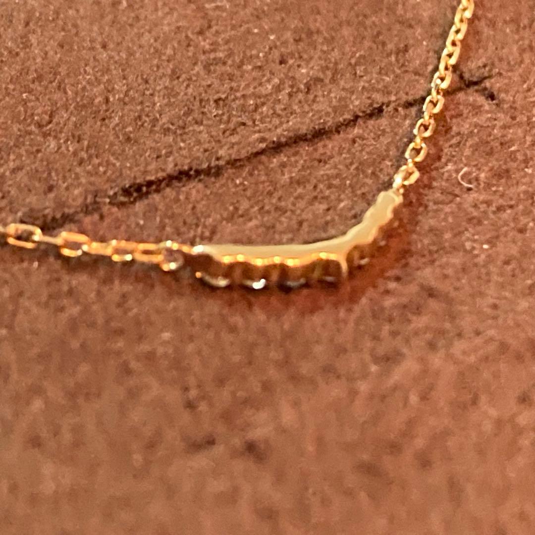 agete K10 yellow gold crescent moon necklace with 0.05ct diamonds on 40cm chain